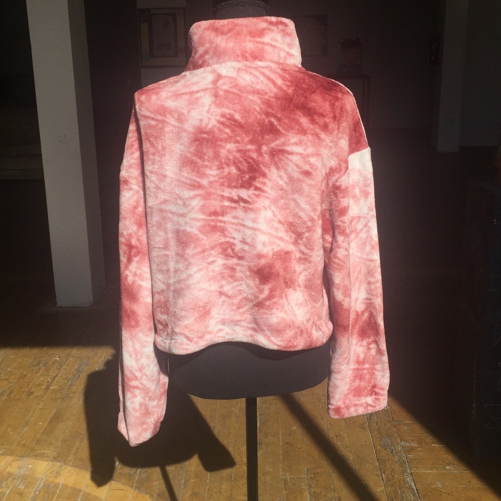 Super Soft pink cropped tie-dye hoodie/jacket - Picture 2 of 5
